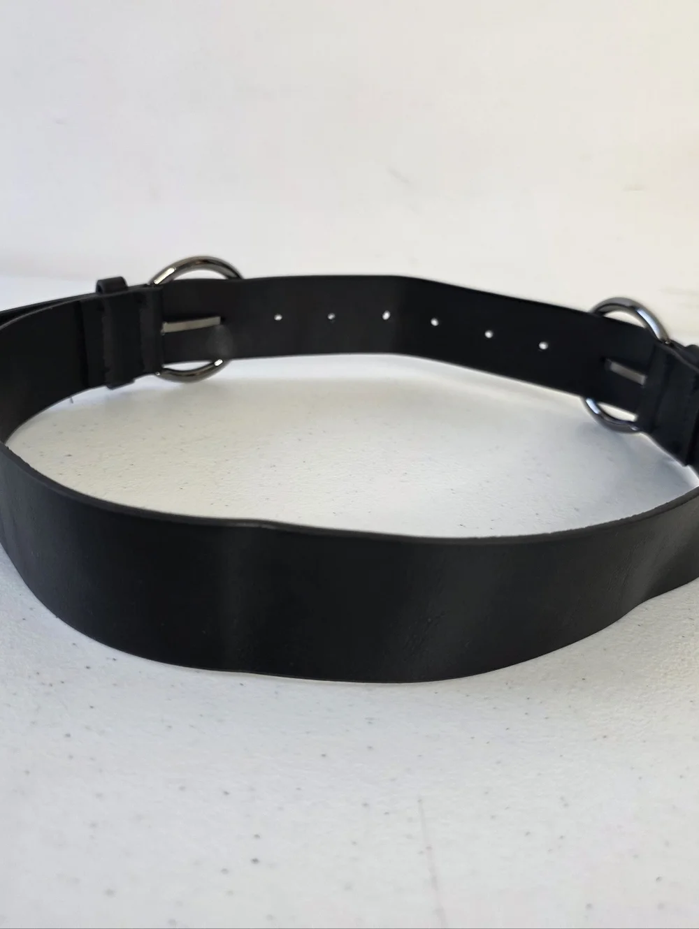Double Buckle Black Belt Women's Size S Black Vegan Leather Punk Edgy